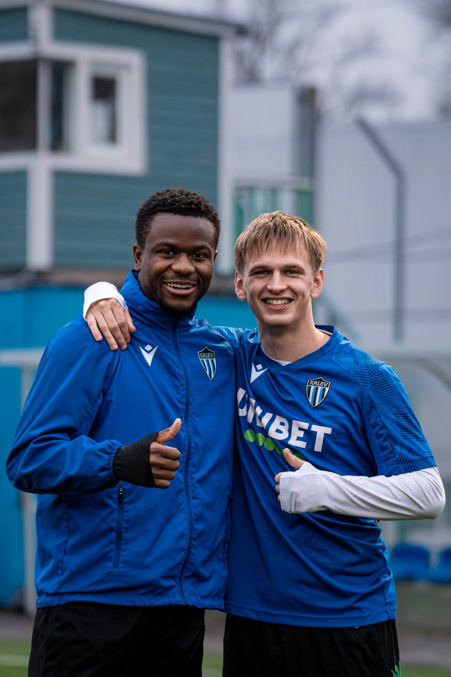 Habib with a teammate after training in Estonia
